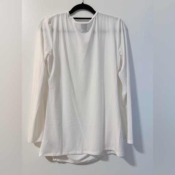 Maternity- White Long-Sleeve Nursing Top - Picture 3 of 5